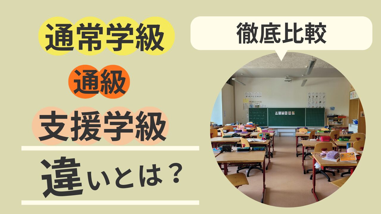 通常学級・通級・支援学級違いとは？のイメージ